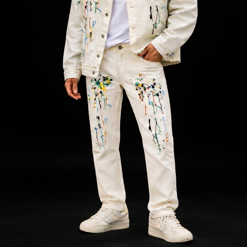 MOSTLY HEARD RARELY SEEN Embroidered Splattered Paint PANTS Men's 30x46 - Picture 9 of 10